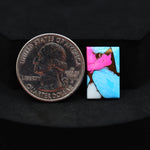Natural Cotton Candy Turquoise 18x12x3mm Rectangle Cabochon 7.5ct - Pink, Blue & White Composite - Pedra Gems