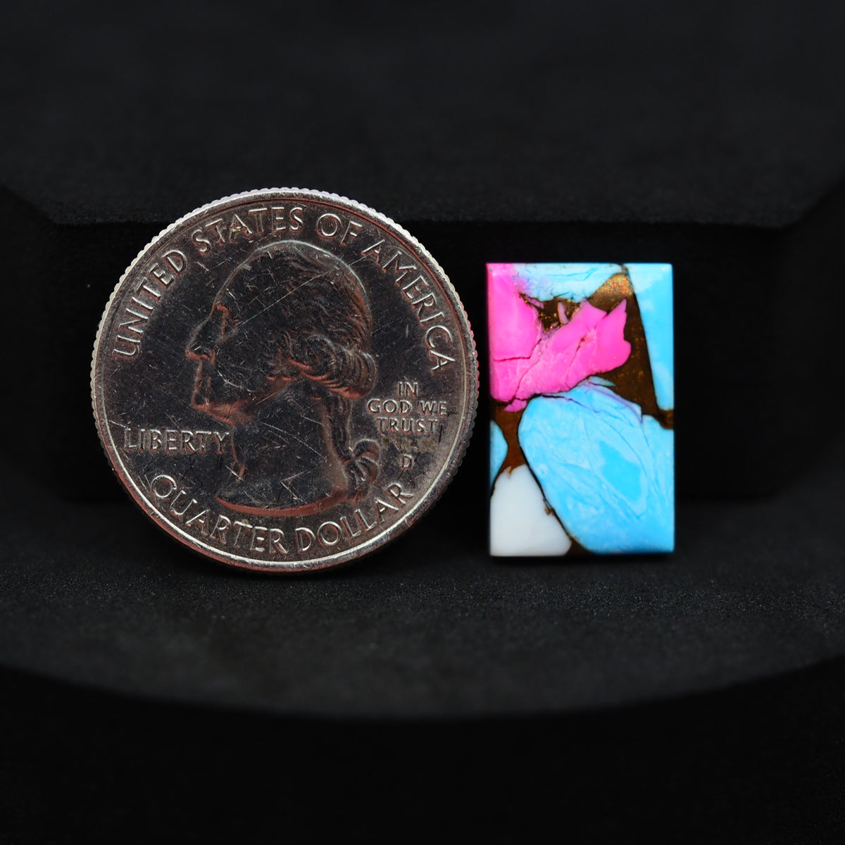 Natural Cotton Candy Turquoise 18x12x3mm Rectangle Cabochon 7.5ct - Pink, Blue & White Composite - Pedra Gems