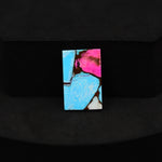 Natural Cotton Candy Turquoise 18x12x3mm Rectangle Cabochon 7.5ct - Pink, Blue & White Composite - Pedra Gems