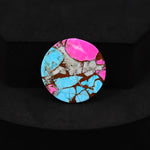 Natural Cotton Candy Turquoise 23x23x4mm Round Cabochon 19ct - Pink, White & Blue Composite - Pedra Gems