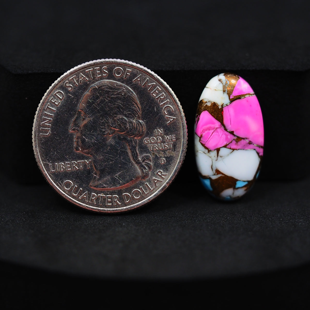 Natural Cotton Candy Turquoise 20x11x3mm Oval Cabochon 7.5ct - Pink, White & Blue Composite - Pedra Gems