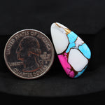 Natural Cotton Candy Turquoise 28x15x4mm Trillion Cabochon 14.5ct - Blue & Pink Composite - Pedra Gems