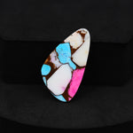 Natural Cotton Candy Turquoise 28x15x4mm Trillion Cabochon 14.5ct - Blue & Pink Composite - Pedra Gems
