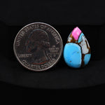 Natural Cotton Candy Turquoise 20x14x4mm Pear Cabochon 9.5ct - Pink, Blue & White Composite - Pedra Gems