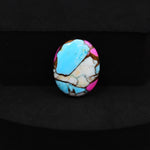 Natural Cotton Candy Turquoise 18x15x4mm Oval Cabochon 10ct - Blue, White & Pink Composite - Pedra Gems