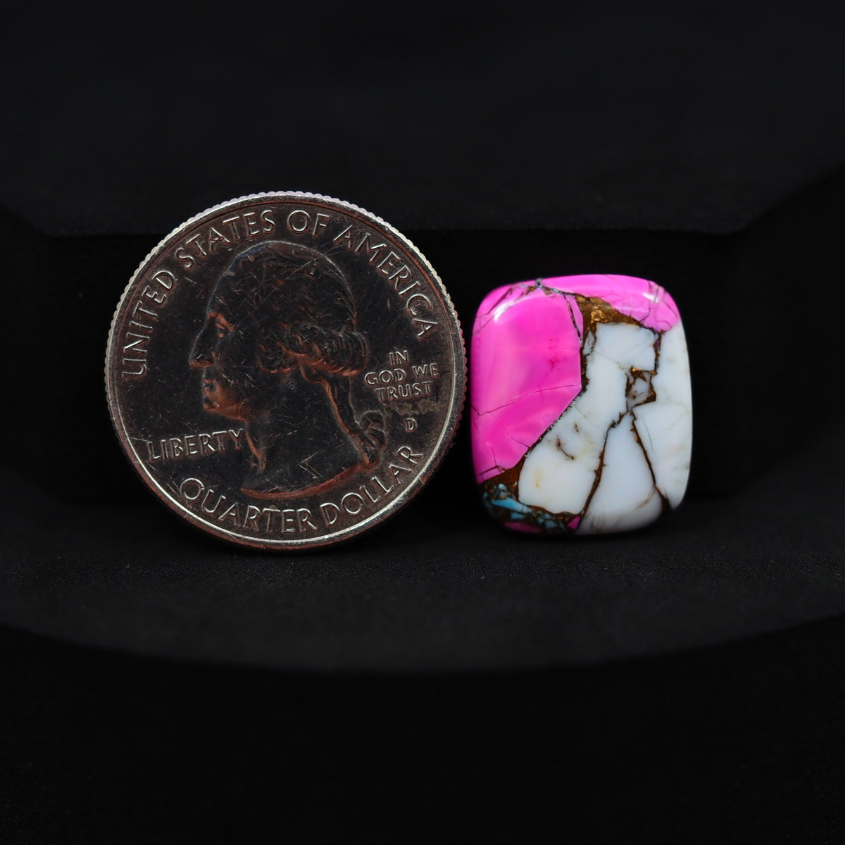 Natural Cotton Candy Turquoise 18x15x3mm Square Cabochon 9.5ct - Pink & White Composite - Pedra Gems