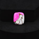 Natural Cotton Candy Turquoise 18x15x3mm Square Cabochon 9.5ct - Pink & White Composite - Pedra Gems