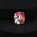 Natural Cotton Candy Turquoise 18x15x3mm Square Cabochon 9.5ct - Pink & White Composite - Pedra Gems