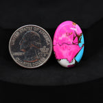 Natural Cotton Candy Turquoise 26x17x4mm Oval Cabochon 18ct - Pink & Blue Composite - Pedra Gems
