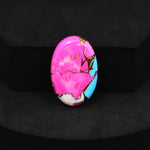 Natural Cotton Candy Turquoise 26x17x4mm Oval Cabochon 18ct - Pink & Blue Composite - Pedra Gems