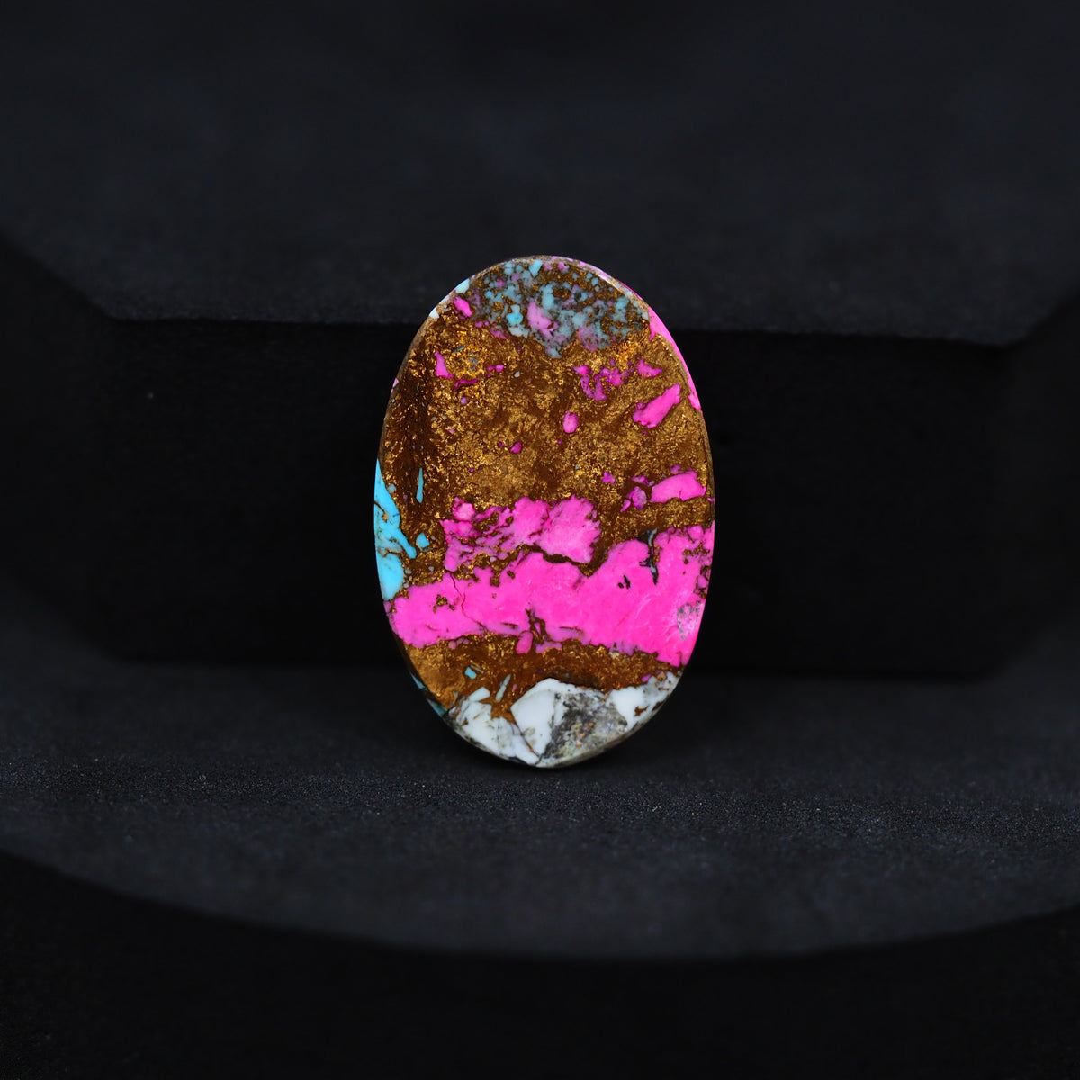 Natural Cotton Candy Turquoise 26x17x4mm Oval Cabochon 18ct - Pink & Blue Composite - Pedra Gems