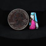 Natural Cotton Candy Turquoise 19x11x3mm Trapezoid Cabochon 5.5ct - White, Pink & Blue Composite - Pedra Gems