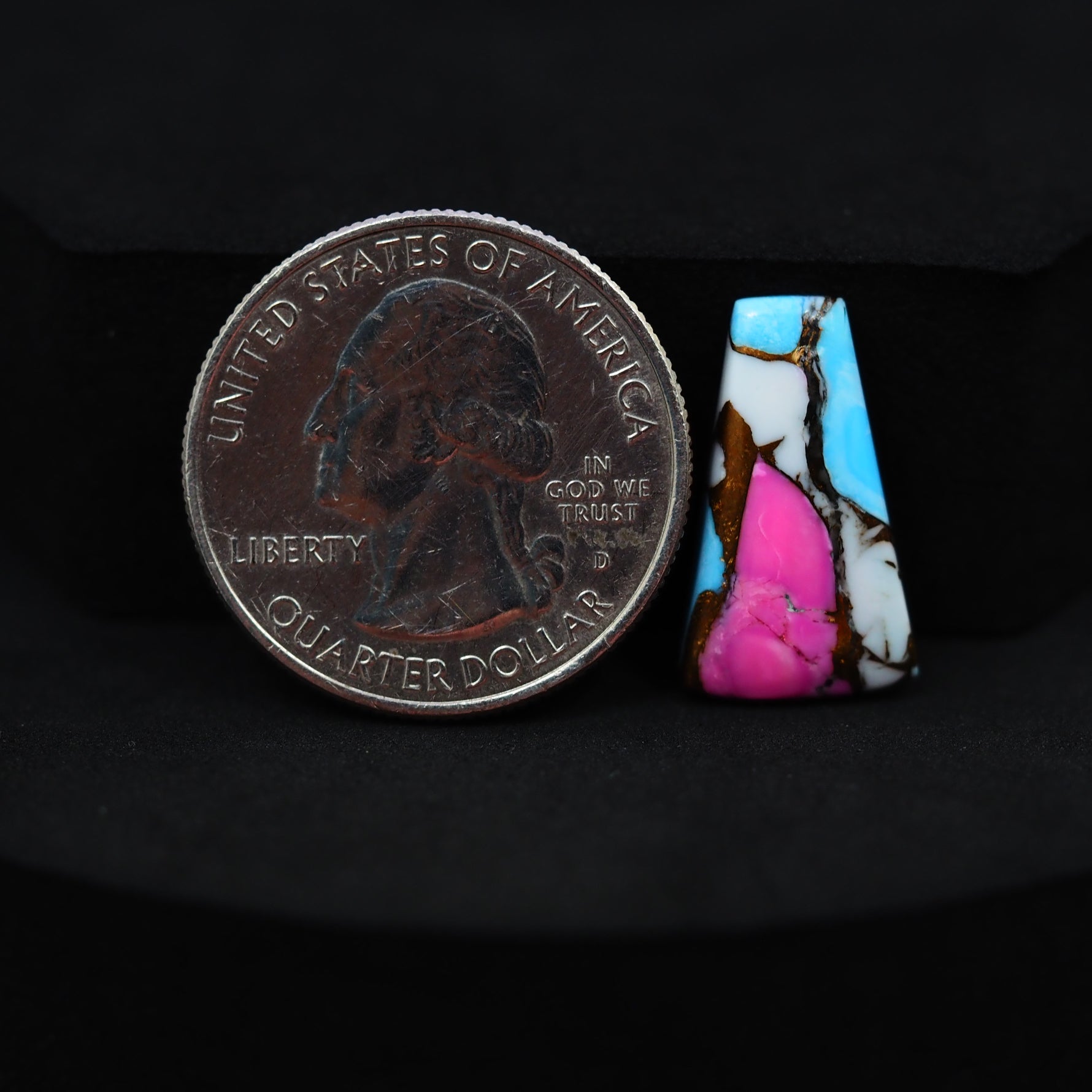 Natural Cotton Candy Turquoise 19x11x3mm Trapezoid Cabochon 5.5ct - White, Pink & Blue Composite - Pedra Gems