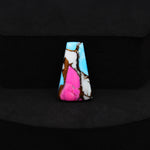 Natural Cotton Candy Turquoise 19x11x3mm Trapezoid Cabochon 5.5ct - White, Pink & Blue Composite - Pedra Gems