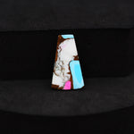 Natural Cotton Candy Turquoise 19x11x3mm Trapezoid Cabochon 5.5ct - White, Pink & Blue Composite - Pedra Gems