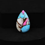 Natural Cotton Candy Turquoise 25x15x5mm Pear Cabochon 16ct - Blue, White & Pink Composite - Pedra Gems