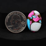 Natural Cotton Candy Turquoise 24x16x4mm Oval Cabochon 15ct - Pink, White & Blue Composite - Pedra Gems