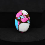 Natural Cotton Candy Turquoise 24x16x4mm Oval Cabochon 15ct - Pink, White & Blue Composite - Pedra Gems