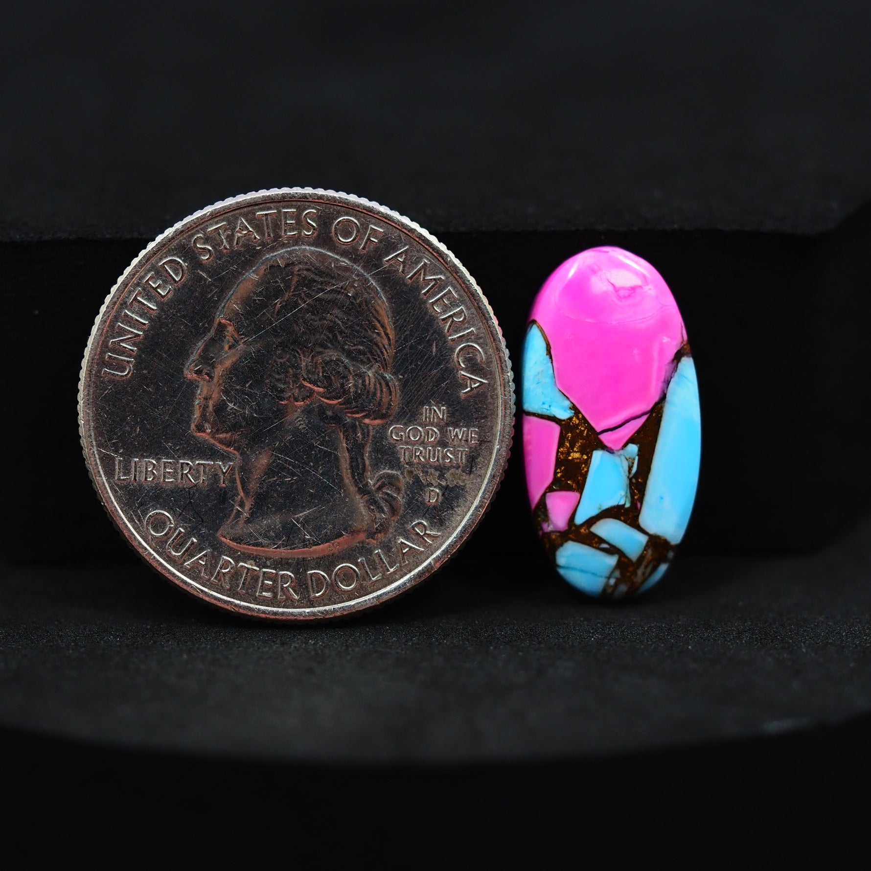Natural Cotton Candy Turquoise 19x10x3mm Oval Cabochon 6ct - Pink & Blue Composite - Pedra Gems