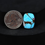 Natural Cotton Candy Turquoise 20x15x3mm Cushion Cabochon 10ct - Blue, White & Pink Composite - Pedra Gems