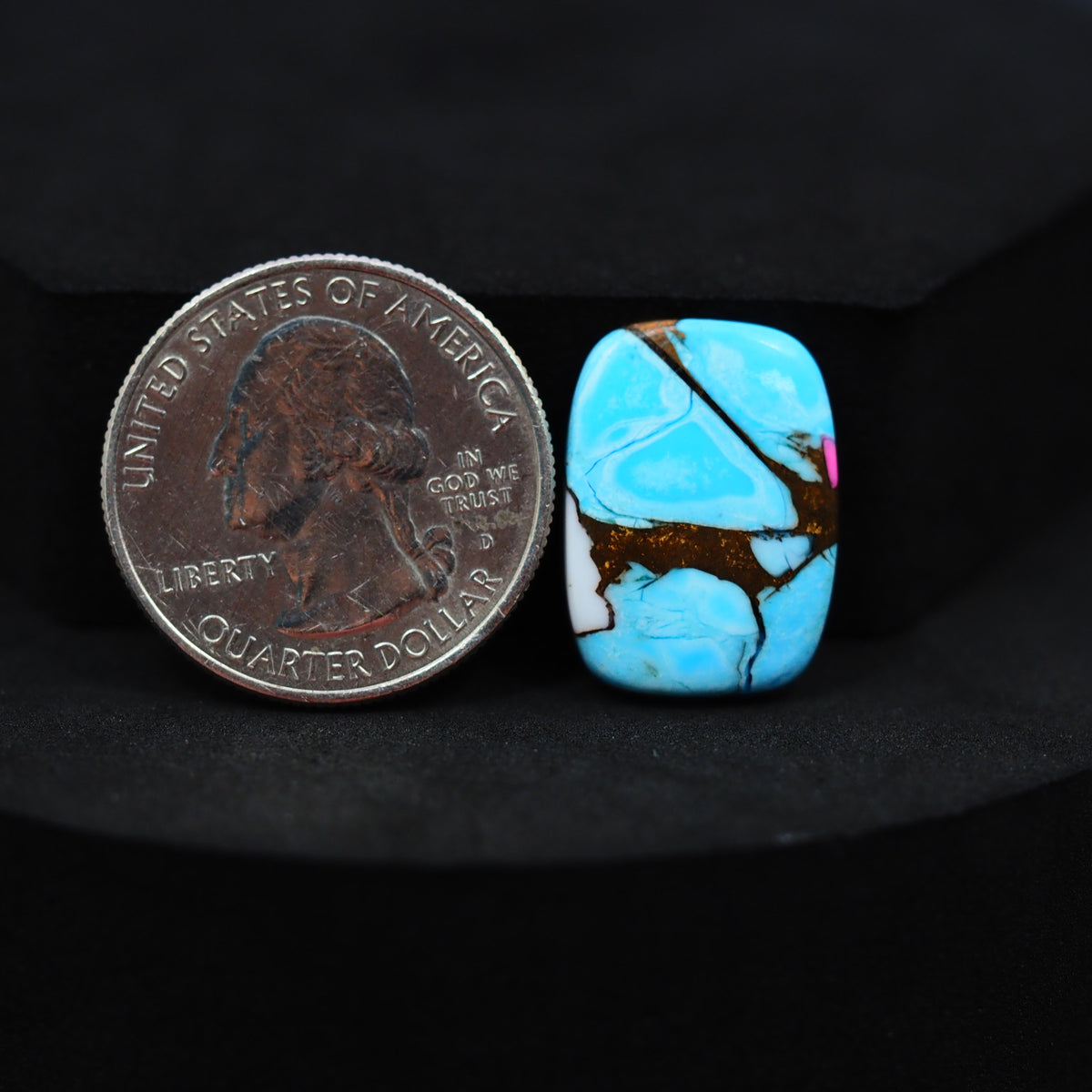 Natural Cotton Candy Turquoise 20x15x3mm Cushion Cabochon 10ct - Blue, White & Pink Composite - Pedra Gems