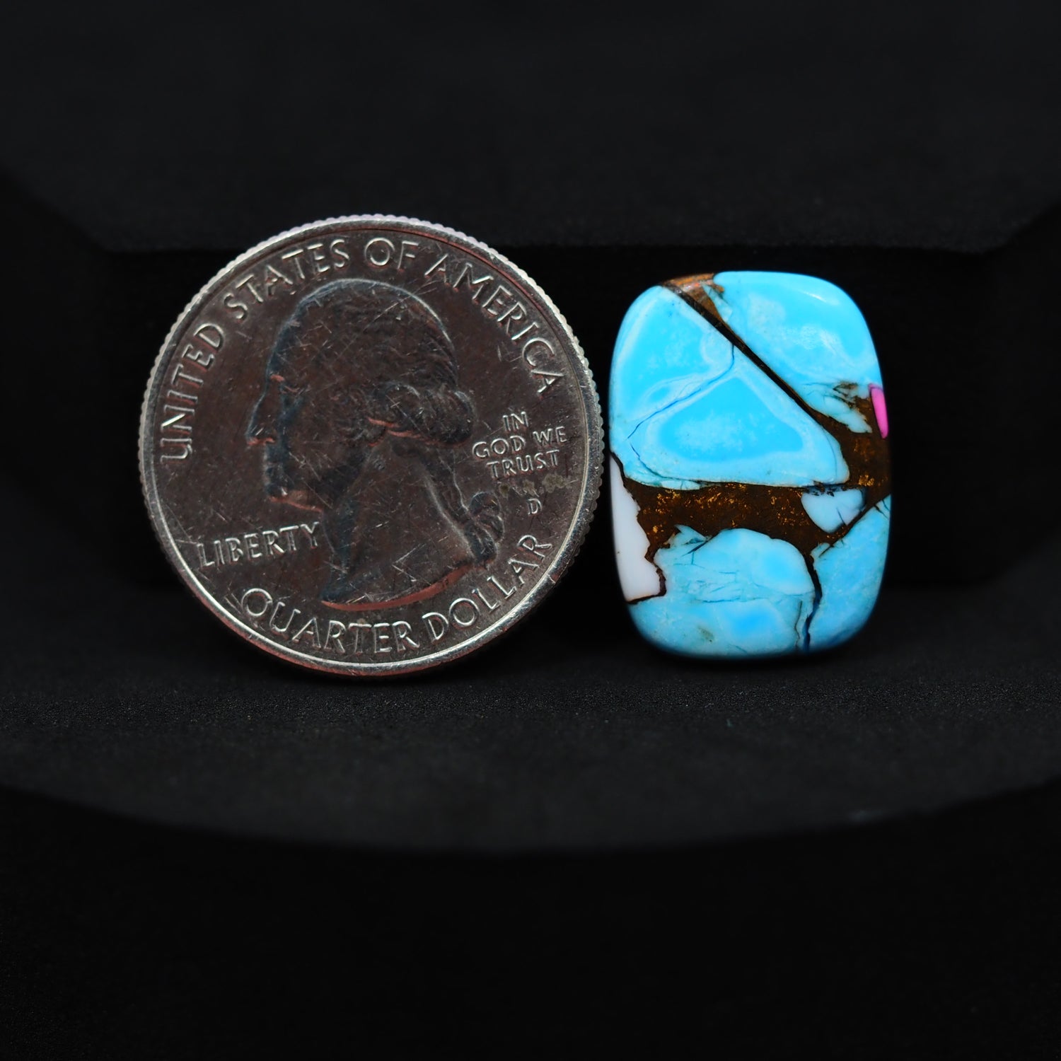 Natural Cotton Candy Turquoise 20x15x3mm Cushion Cabochon 10ct - Blue, White & Pink Composite - Pedra Gems