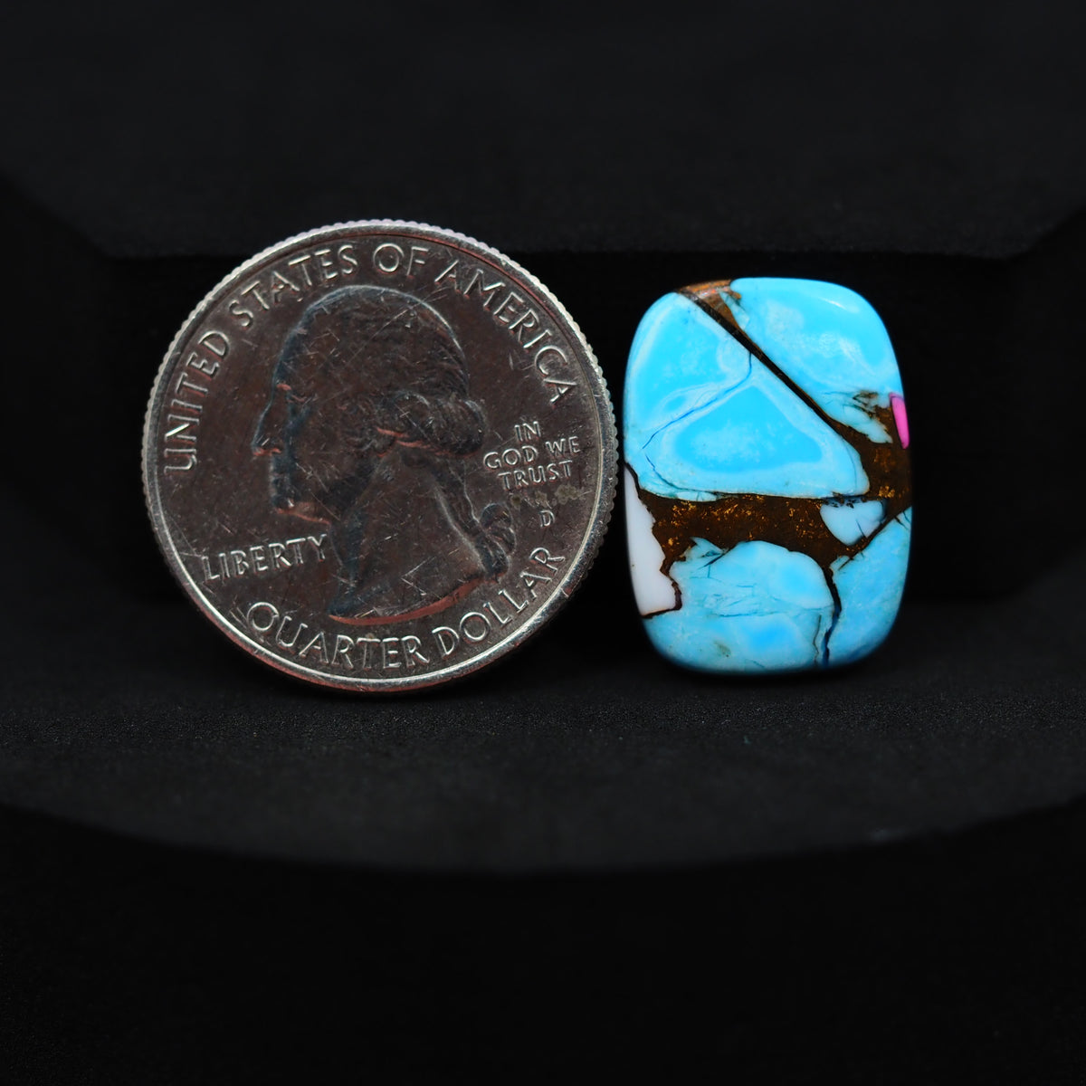 Natural Cotton Candy Turquoise 20x15x3mm Cushion Cabochon 10ct - Blue, White & Pink Composite - Pedra Gems
