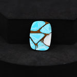 Natural Cotton Candy Turquoise 20x15x3mm Cushion Cabochon 10ct - Blue, White & Pink Composite - Pedra Gems