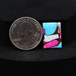Natural Cotton Candy Turquoise 19x13x2mm Rectangle Cabochon 8ct - Pink, White & Blue Composite - Pedra Gems