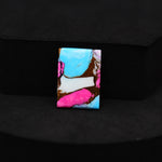 Natural Cotton Candy Turquoise 19x13x2mm Rectangle Cabochon 8ct - Pink, White & Blue Composite - Pedra Gems