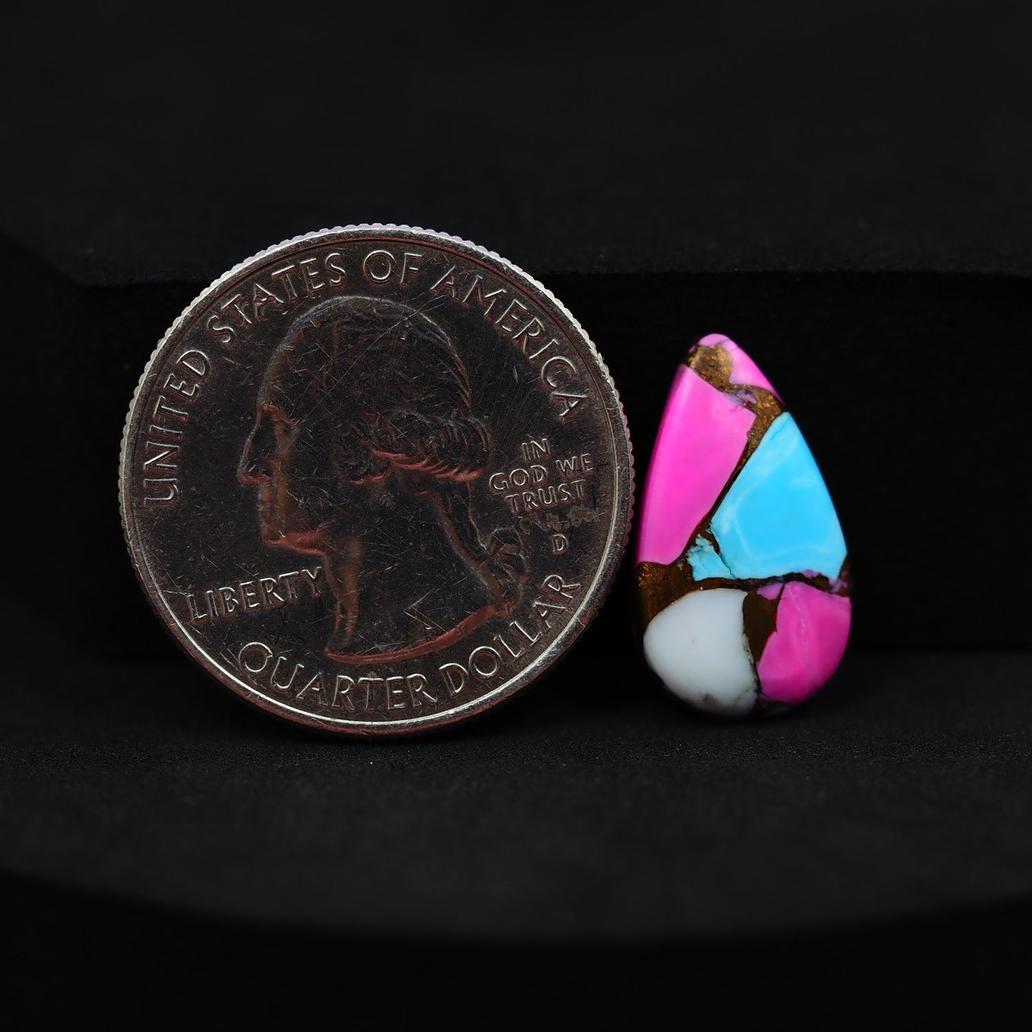 Natural Cotton Candy Turquoise 17x11x3mm Pear Cabochon 34.5ct - Pink & Blue Composite - Pedra Gems