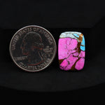 Natural Cotton Candy Turquoise 20x14x3mm Rectangle Cabochon 11.5ct - Pink & White Composite - Pedra Gems