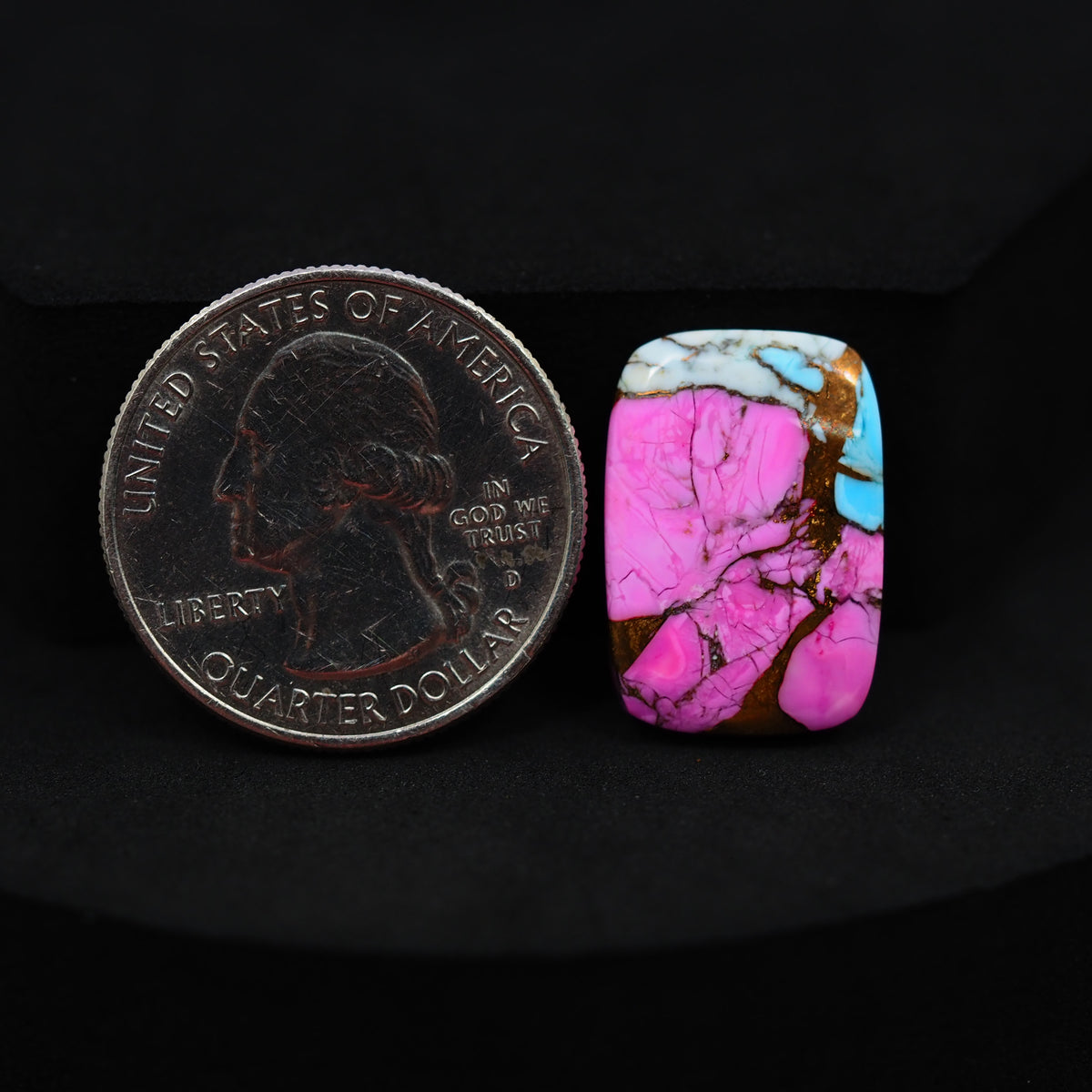 Natural Cotton Candy Turquoise 20x14x3mm Rectangle Cabochon 11.5ct - Pink & White Composite - Pedra Gems