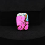 Natural Cotton Candy Turquoise 20x14x3mm Rectangle Cabochon 11.5ct - Pink & White Composite - Pedra Gems