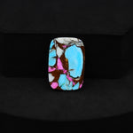 Natural Cotton Candy Turquoise 20x14x3mm Rectangle Cabochon 11.5ct - Pink & White Composite - Pedra Gems