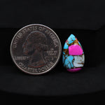 Natural Cotton Candy Turquoise 18x10x3mm Pear Cabochon 5.5ct - Blue & Pink Composite - Pedra Gems