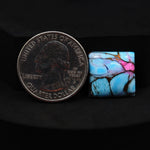 Natural Cotton Candy Turquoise 16x15x4mm Square Cabochon 11ct - Blue, White & Pink Composite - Pedra Gems
