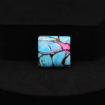 Natural Cotton Candy Turquoise 16x15x4mm Square Cabochon 11ct - Blue, White & Pink Composite - Pedra Gems