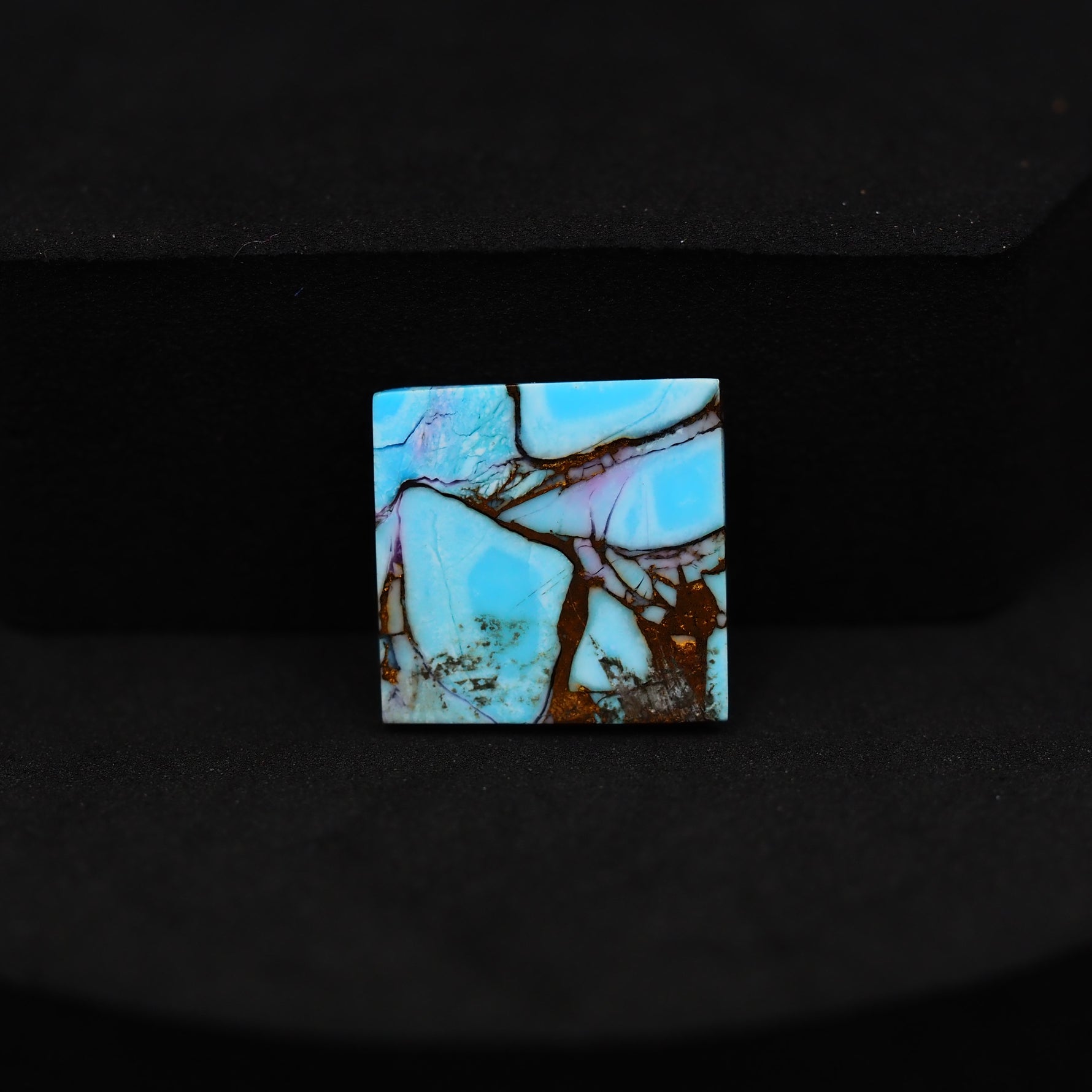 Natural Cotton Candy Turquoise 16x15x4mm Square Cabochon 11ct - Blue, White & Pink Composite - Pedra Gems