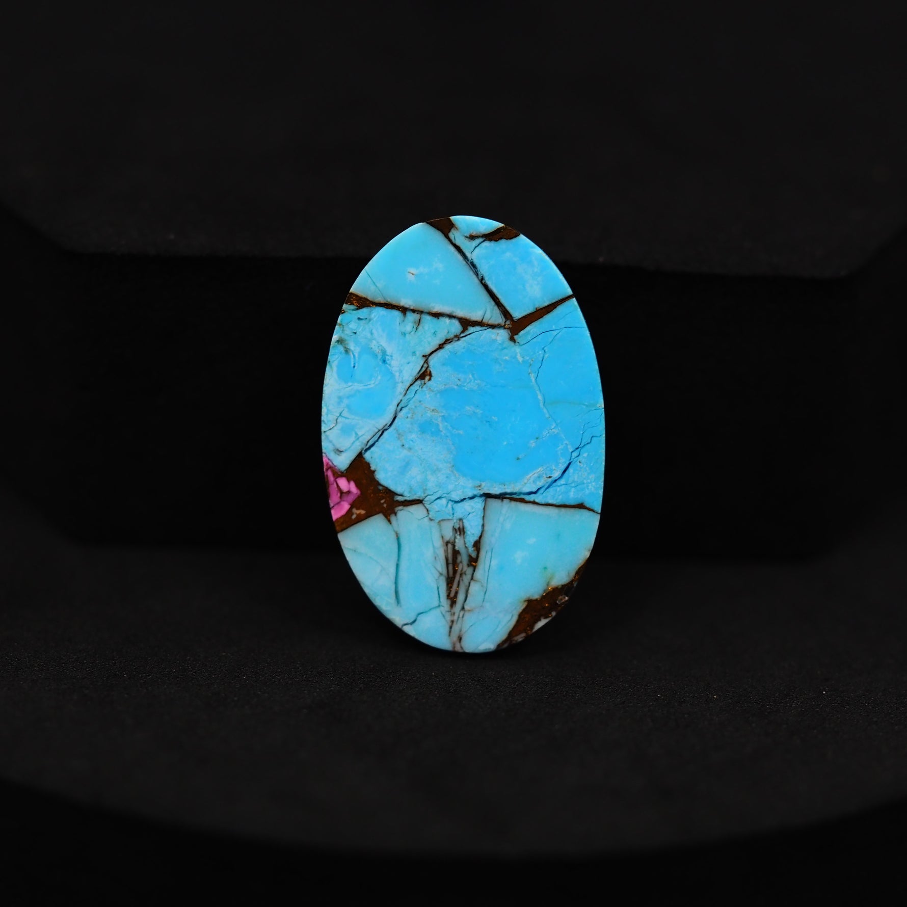 Natural Cotton Candy Turquoise 25x16x4mm Oval Cabochon 16.5ct - Blue & Pink Composite - Pedra Gems