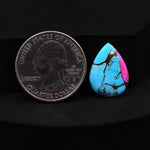 Natural Cotton Candy Turquoise 18x13x3mm Pear Cabochon 7ct - Blue & Pink Composite - Pedra Gems