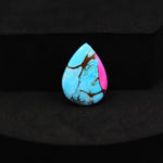 Natural Cotton Candy Turquoise 18x13x3mm Pear Cabochon 7ct - Blue & Pink Composite - Pedra Gems