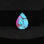 Natural Cotton Candy Turquoise 18x13x3mm Pear Cabochon 7ct - Blue & Pink Composite - Pedra Gems