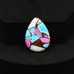 Natural Cotton Candy Turquoise 27x19x4mm Pear Cabochon 17ct - Pink, Blue & White Composite - Pedra Gems