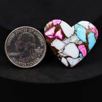 Natural Cotton Candy Turquoise 28x29x4mm Heart Cabochon 25.5ct - White, Pink & Blue Composite - Pedra Gems
