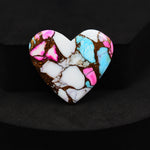Natural Cotton Candy Turquoise 28x29x4mm Heart Cabochon 25.5ct - White, Pink & Blue Composite - Pedra Gems