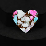 Natural Cotton Candy Turquoise 28x29x4mm Heart Cabochon 25.5ct - White, Pink & Blue Composite - Pedra Gems