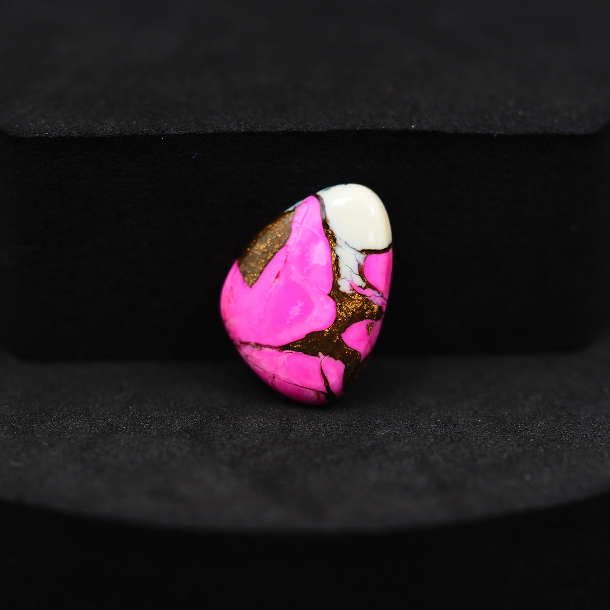 Natural Cotton Candy Turquoise 18x13x3mm Trillion Cabochon 5.5ct - Pink & White Composite - Pedra Gems