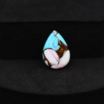 Natural Cotton Candy Turquoise 17x12x3mm Pear Cabochon 5ct - Blue, Pink & White Composite - Pedra Gems