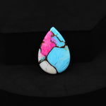 Natural Cotton Candy Turquoise 24x16x3mm Pear Cabochon 9.5ct - Pink, Blue & White Composite - Pedra Gems
